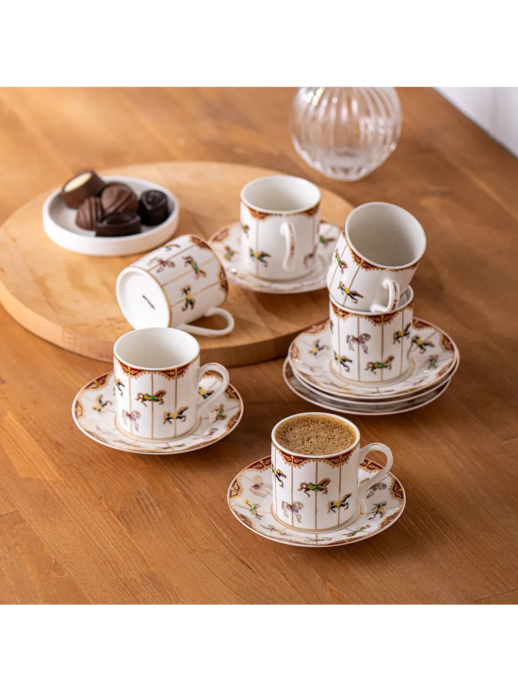 Beyaz Atlıkarınca 6 Kişilik Kahve Fincan Takımı 80 ml-4