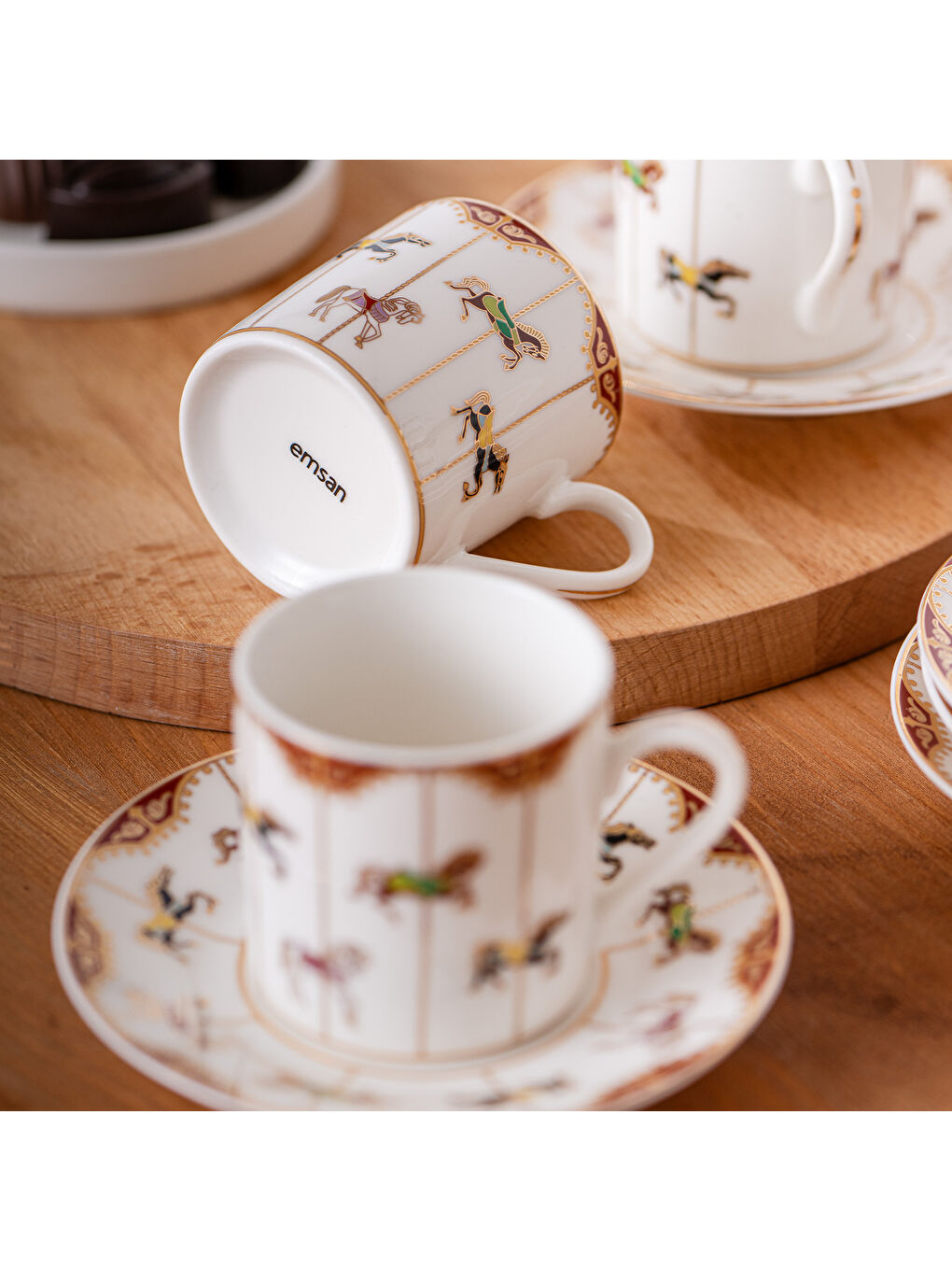 Beyaz Atlıkarınca 6 Kişilik Kahve Fincan Takımı 80 ml-5