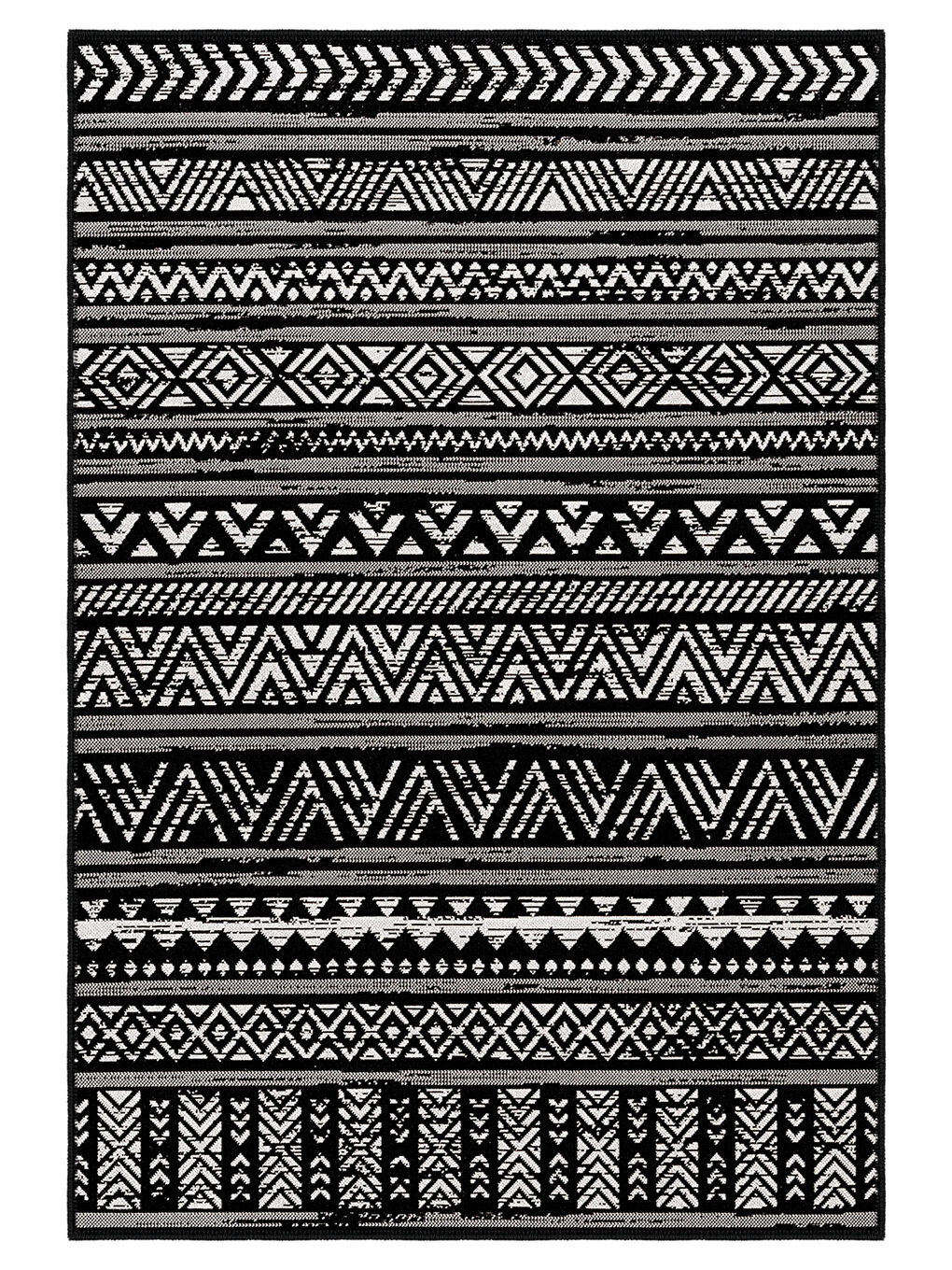 Siyah Dekoratif Özel Tasarım Yıkanabilir İnce Kaymaz Tabanlı Modern Halı KECE FR14