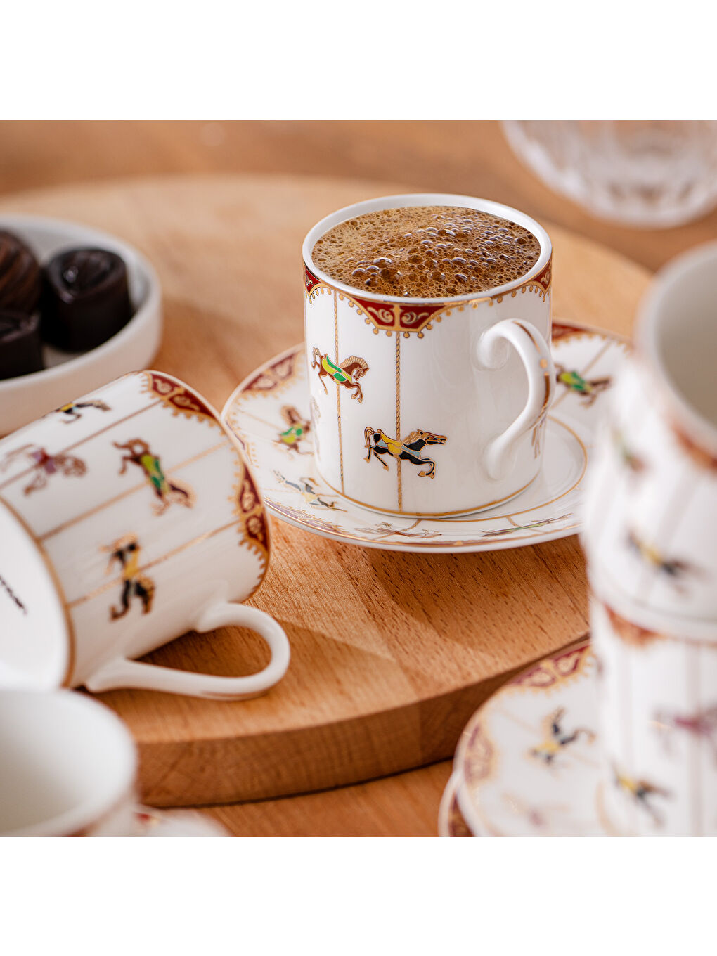 Beyaz Atlıkarınca 6 Kişilik Kahve Fincan Takımı 80 ml-7