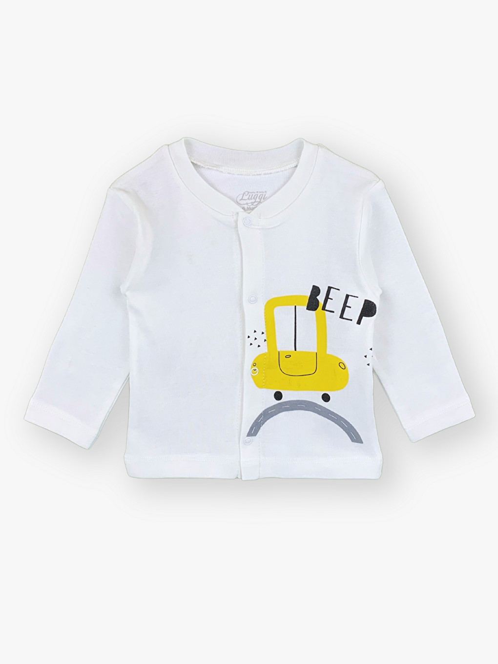 Gri Bisiklet Yaka Uzun Kollu Baskılı Erkek Bebek 2'li Takım-1