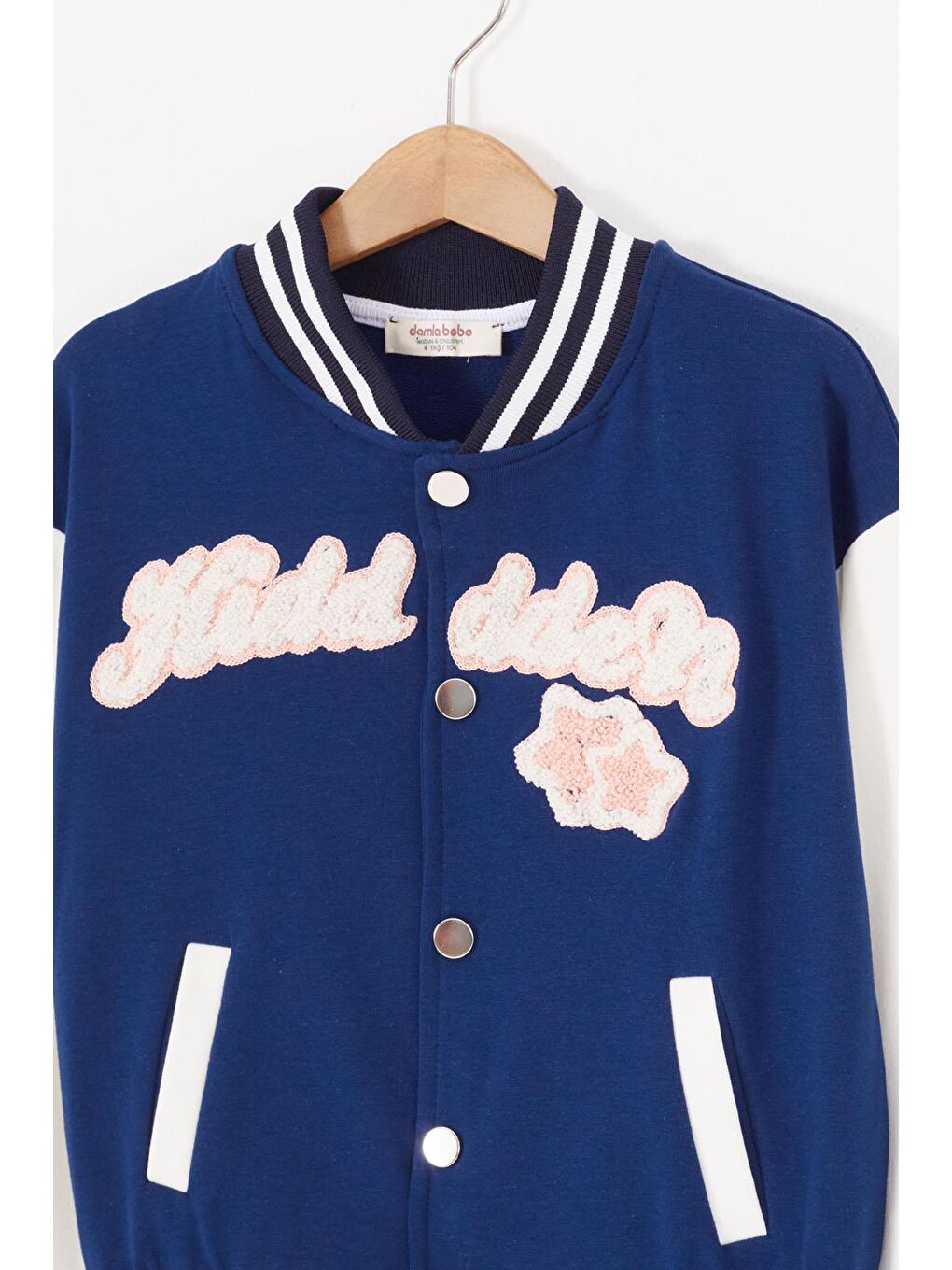 Lacivert Yıldız Nakışlı Kolej Ceketli Kız Çocuk Eşofman Takımı 16940-1