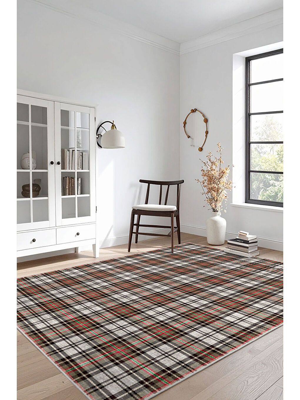 Kahverengi Dekoratif Özel Tasarım Yıkanabilir İnce Kaymaz Tabanlı Modern Halı KECE FR13-1