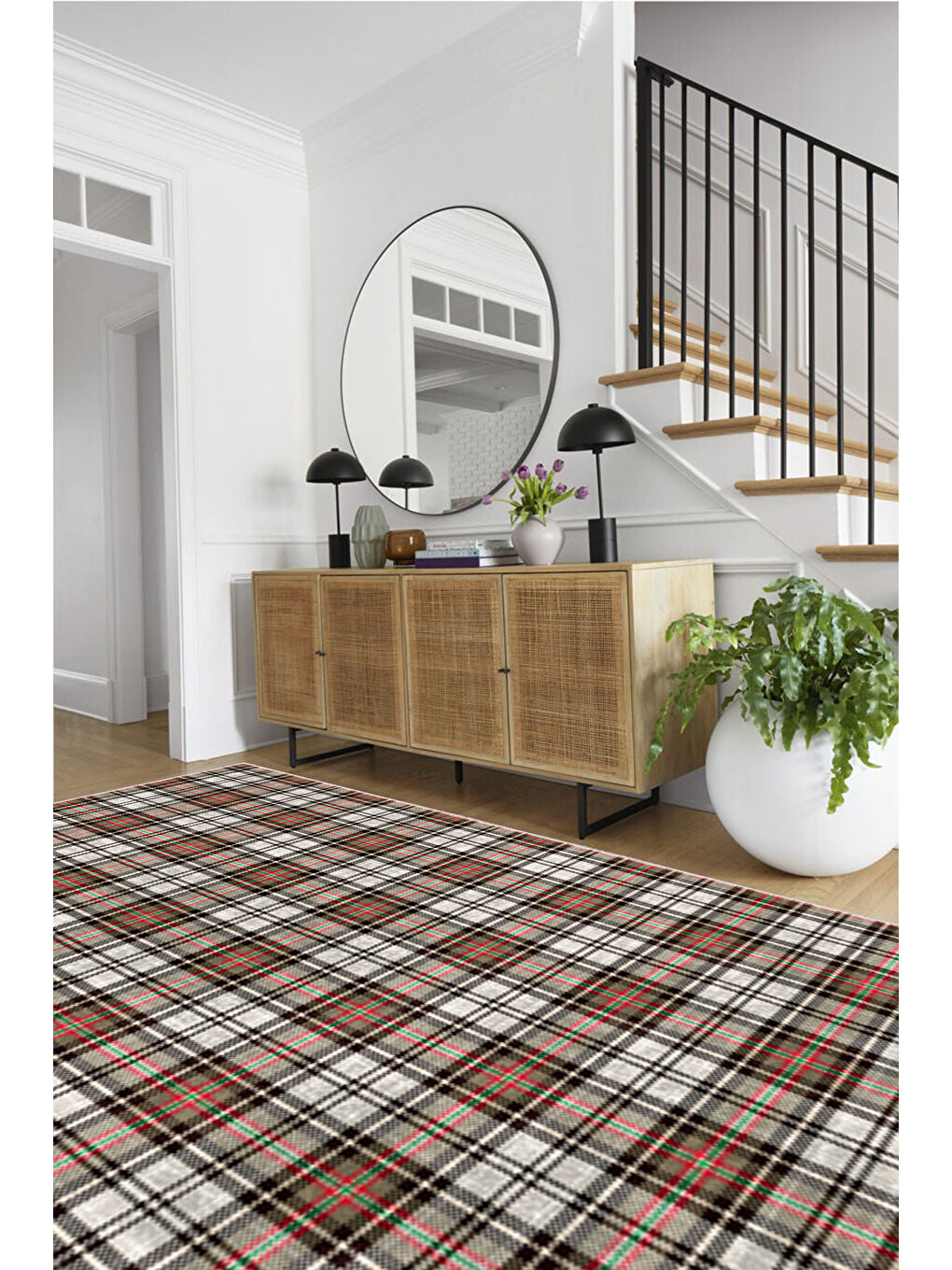 Kahverengi Dekoratif Özel Tasarım Yıkanabilir İnce Kaymaz Tabanlı Modern Halı KECE FR13-2