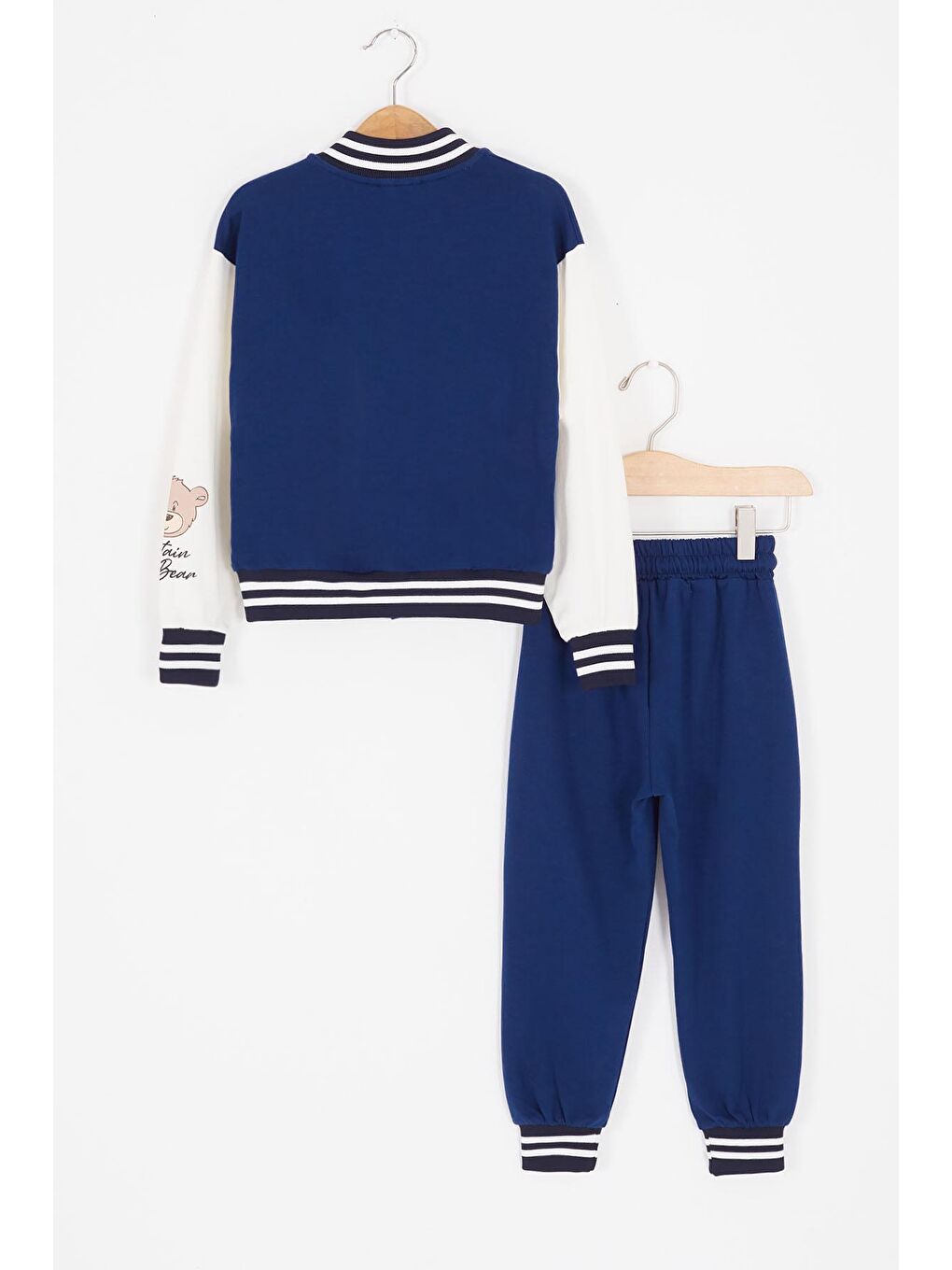 Lacivert Yıldız Nakışlı Kolej Ceketli Kız Çocuk Eşofman Takımı 16940-3