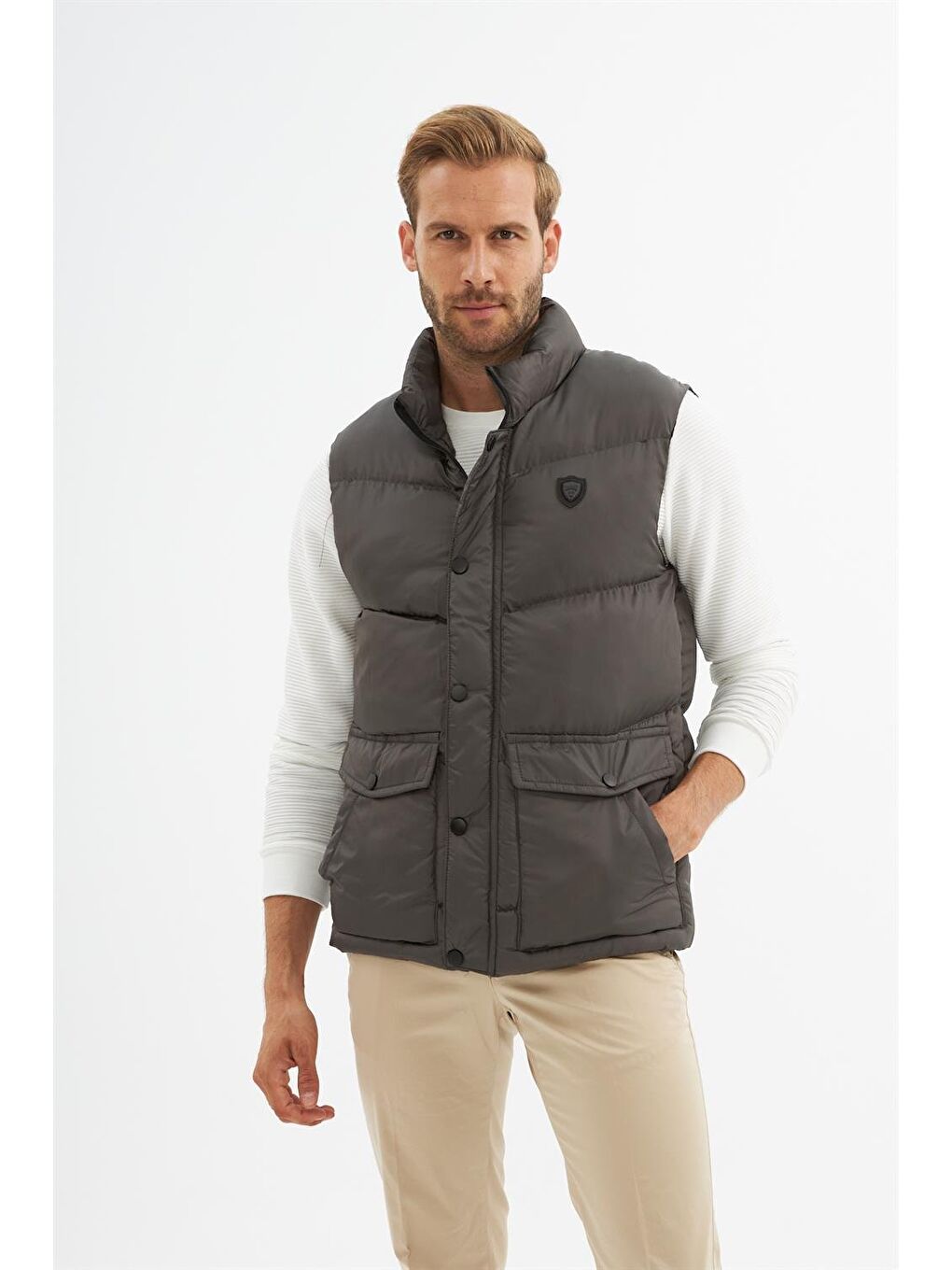 Erkek Cep Detaylı Şişme Yelek Antrasit