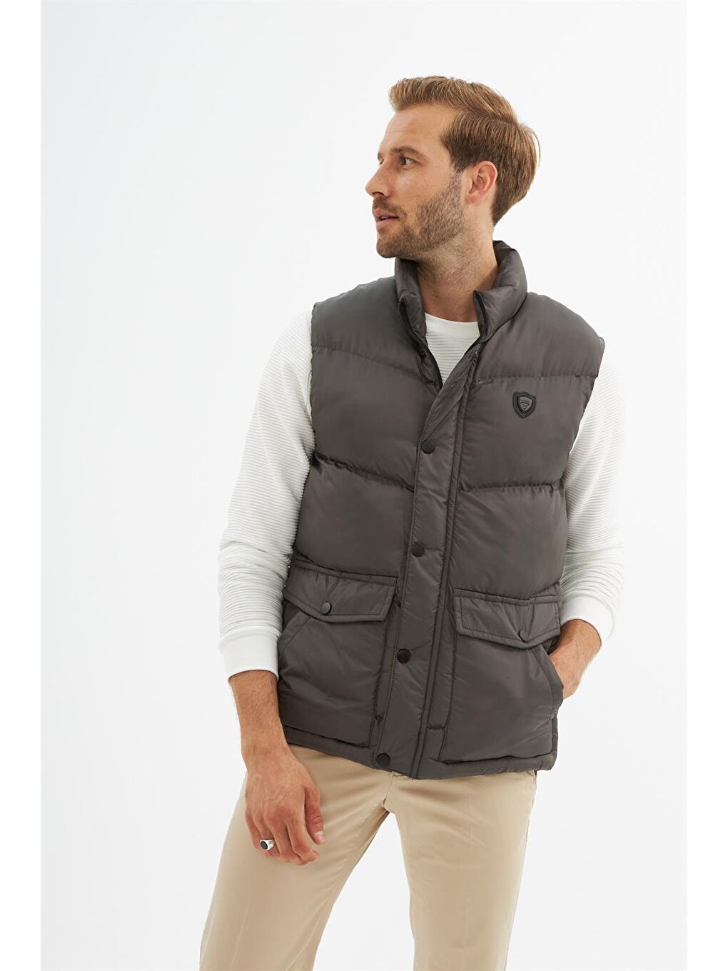 Erkek Cep Detaylı Şişme Yelek Antrasit-1