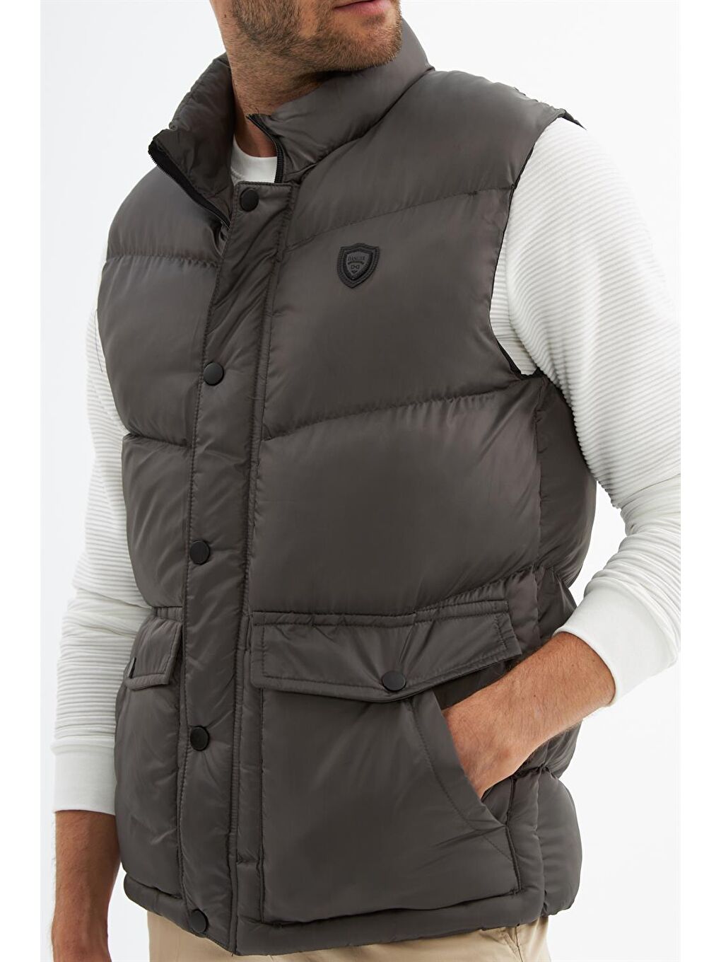 Erkek Cep Detaylı Şişme Yelek Antrasit-4