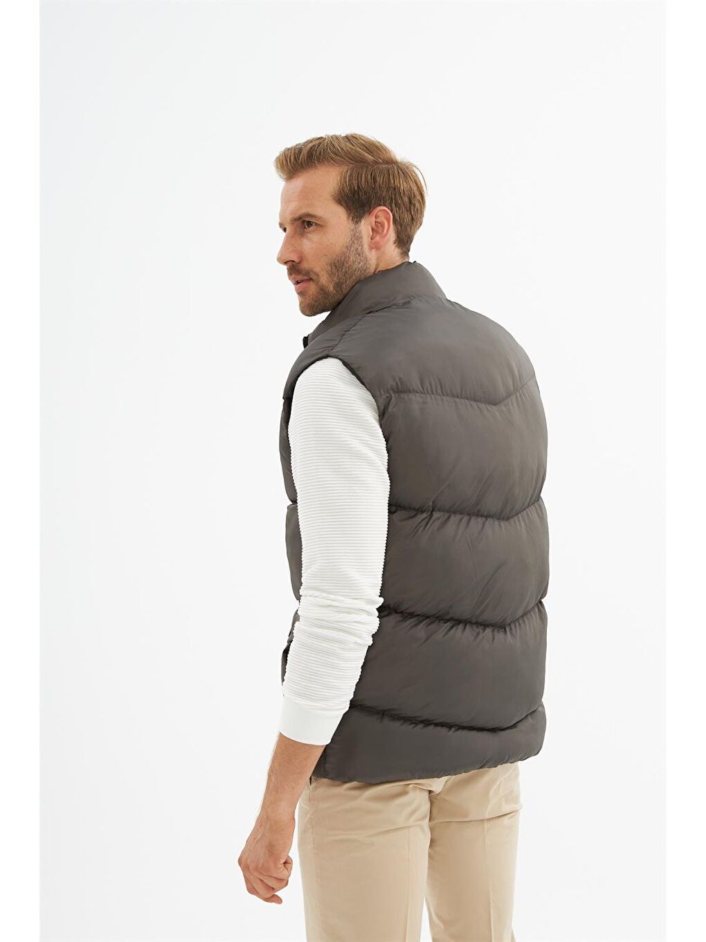 Erkek Cep Detaylı Şişme Yelek Antrasit-5