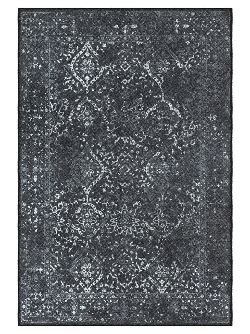 Siyah Dekoratif Özel Tasarım Yıkanabilir İnce Kaymaz Tabanlı Modern Halı KECE FR13