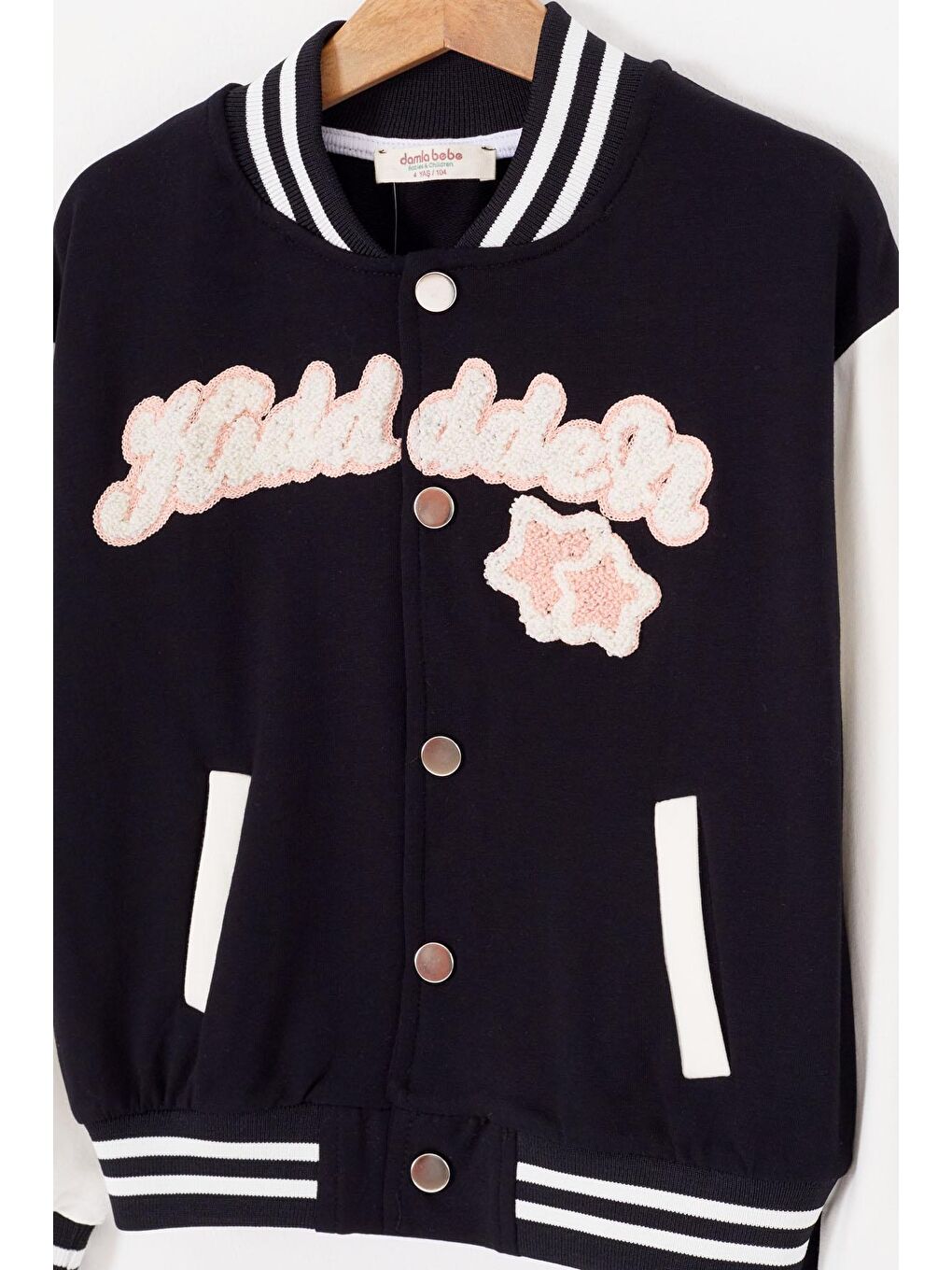 Siyah Yıldız Nakışlı Kolej Ceketli Kız Çocuk Eşofman Takımı 16941-1