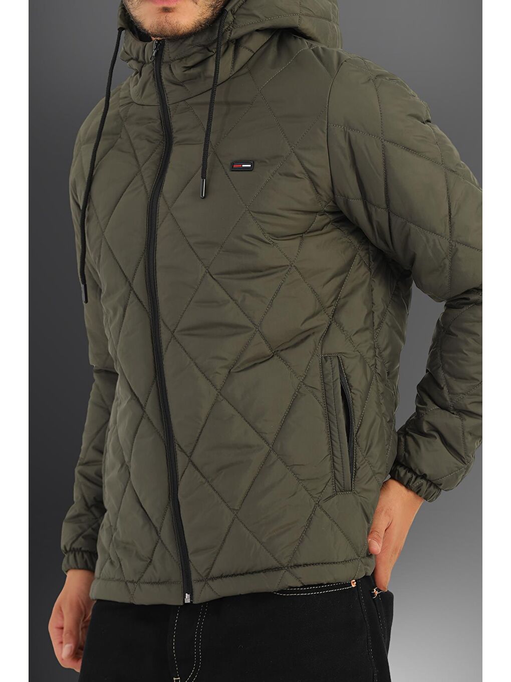 Haki Erkek İçi Astarlı Su ve Rüzgara Dayanıklı Kapüşonlu Mont KM-65