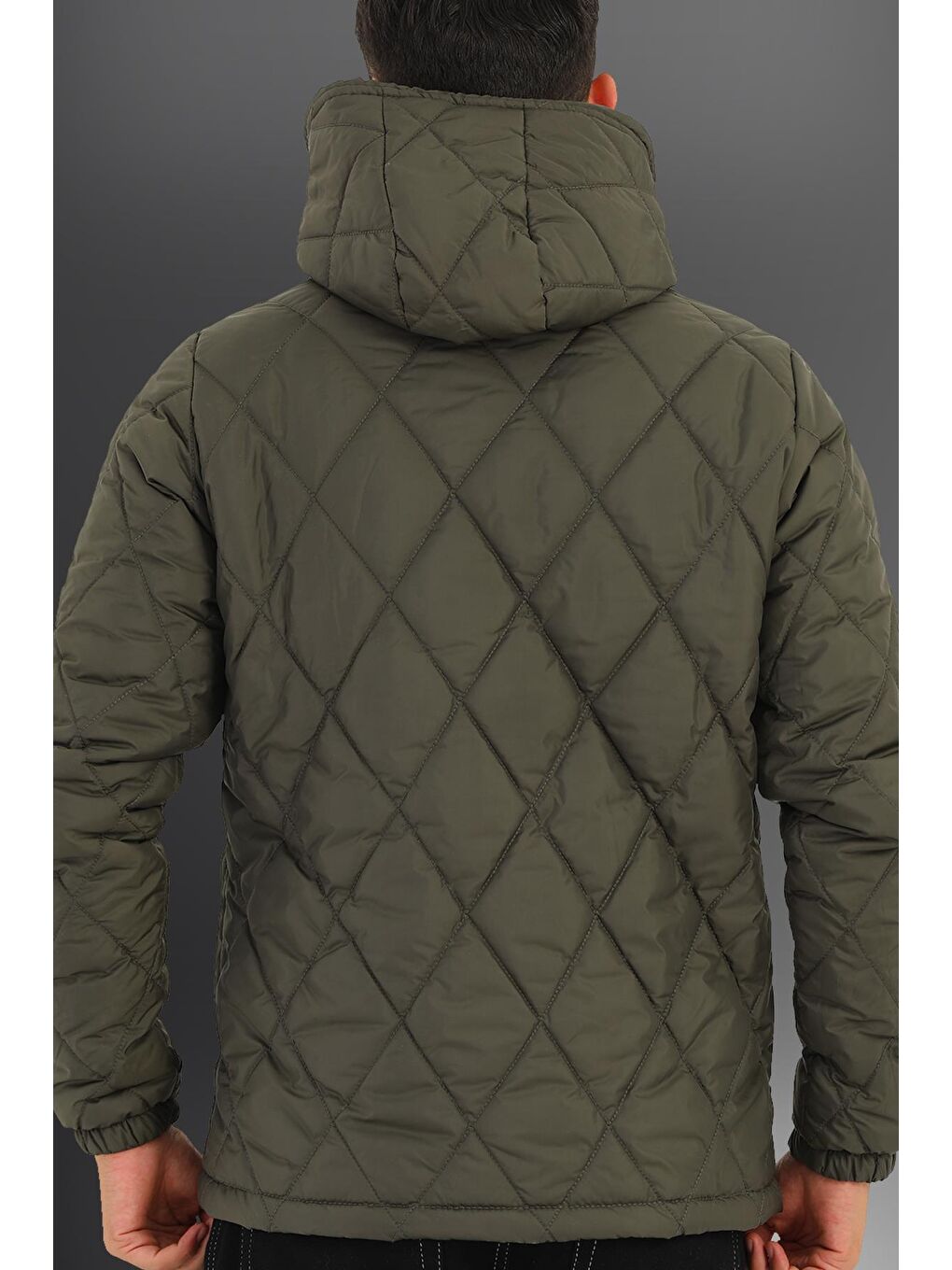 Haki Erkek İçi Astarlı Su ve Rüzgara Dayanıklı Kapüşonlu Mont KM-65-3