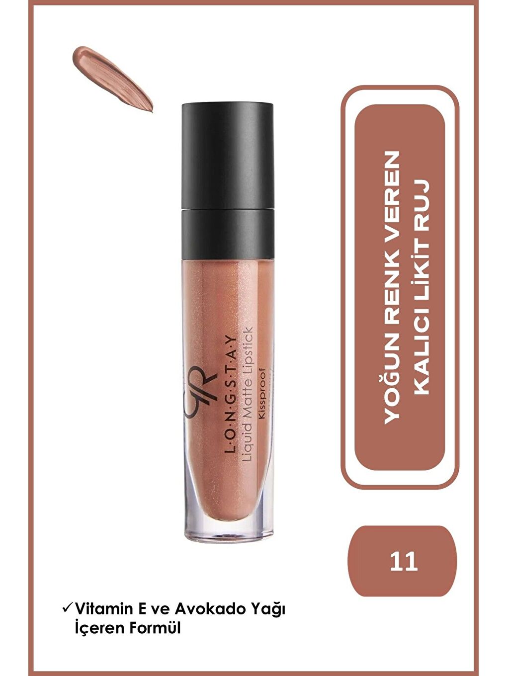 GOLDEN ROSE Longstay Liquid Matte Lipstick No: 11 Warm Beige - Likit Mat Ruj