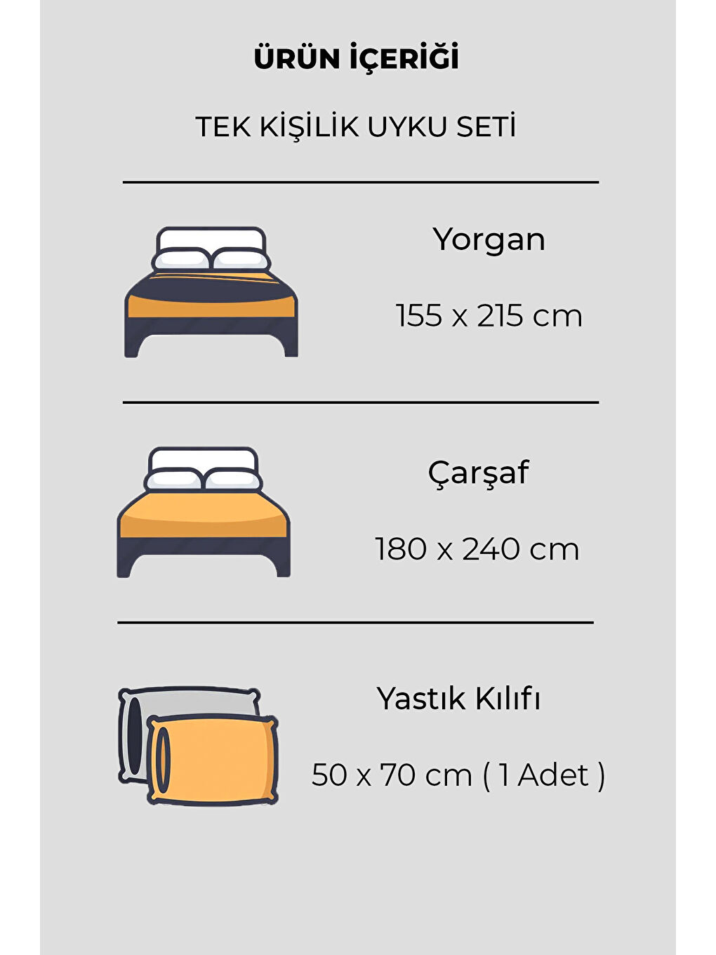 Gri Wellsoft Tek Kişilik Uyku Seti Çift Taraflı Sorti-4