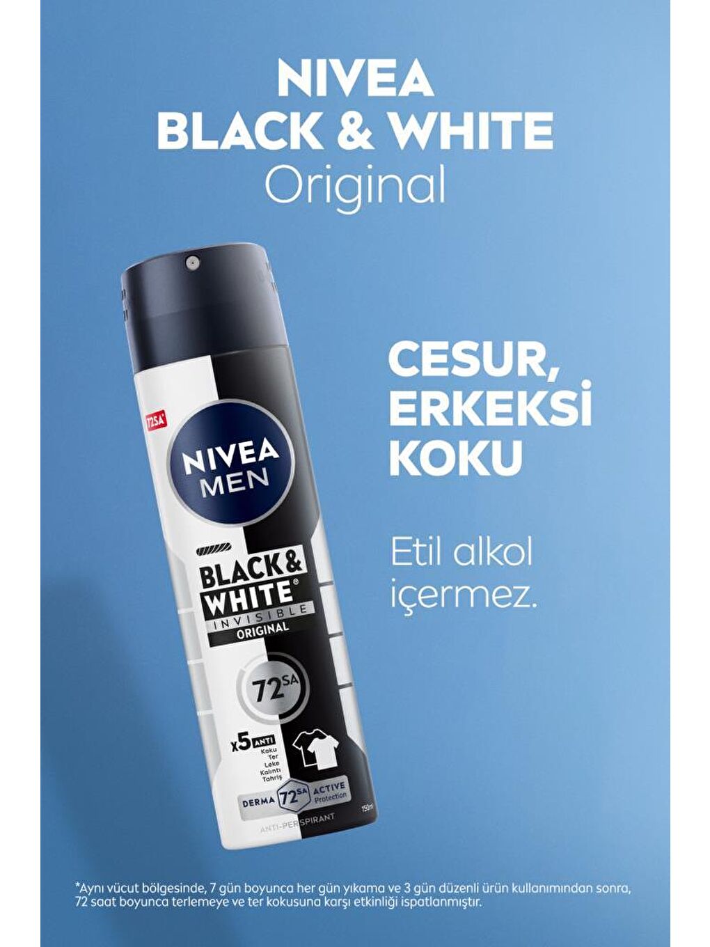 NIVEA Şeffaf MEN Erkek Sprey Deodorant Black&White Invisible Original 150ml, 72 Saat Anti-perspirant Ter Koruması - 3