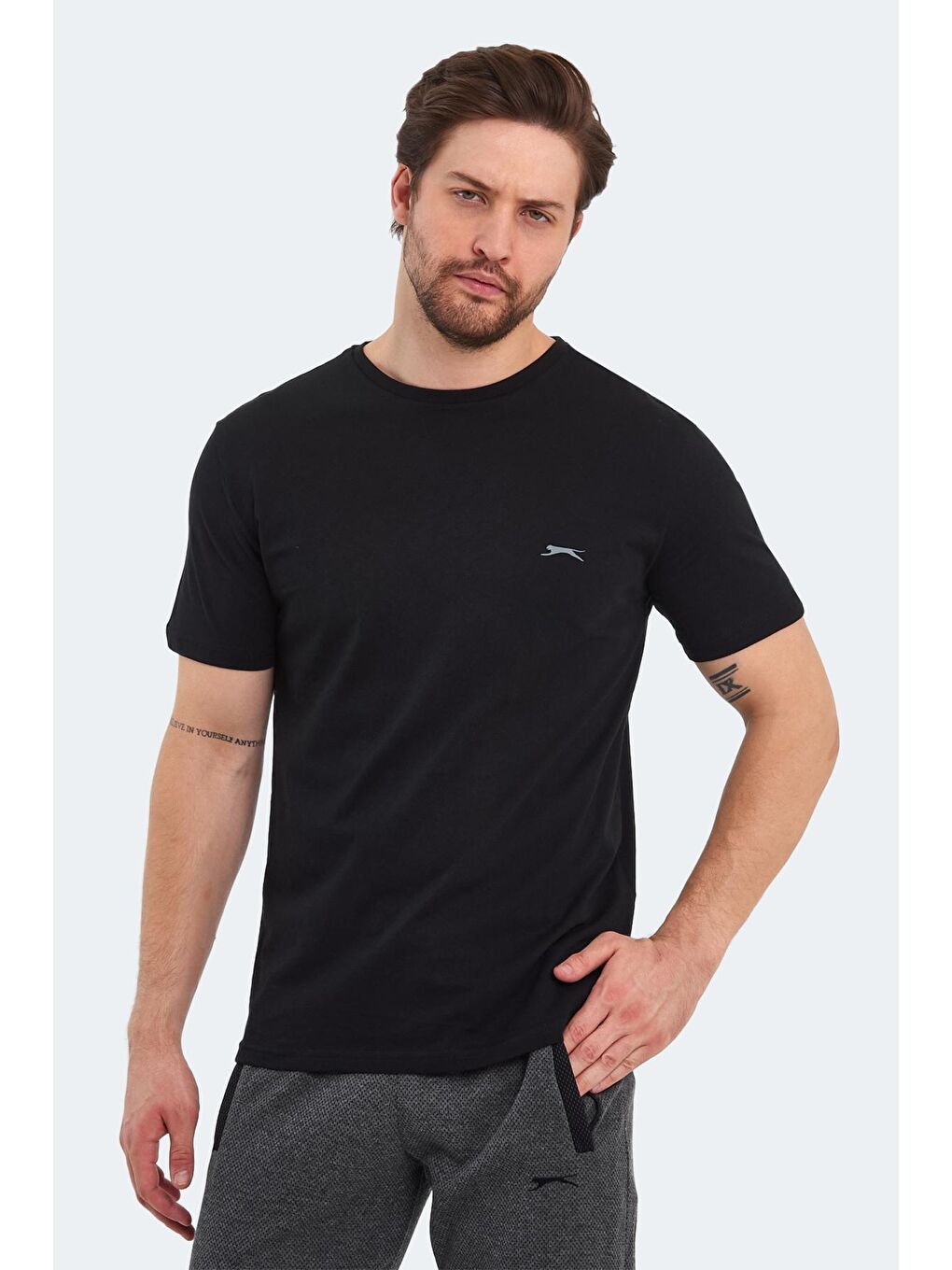 SLAZENGER Siyah PATKA Erkek T-Shirt Siyah