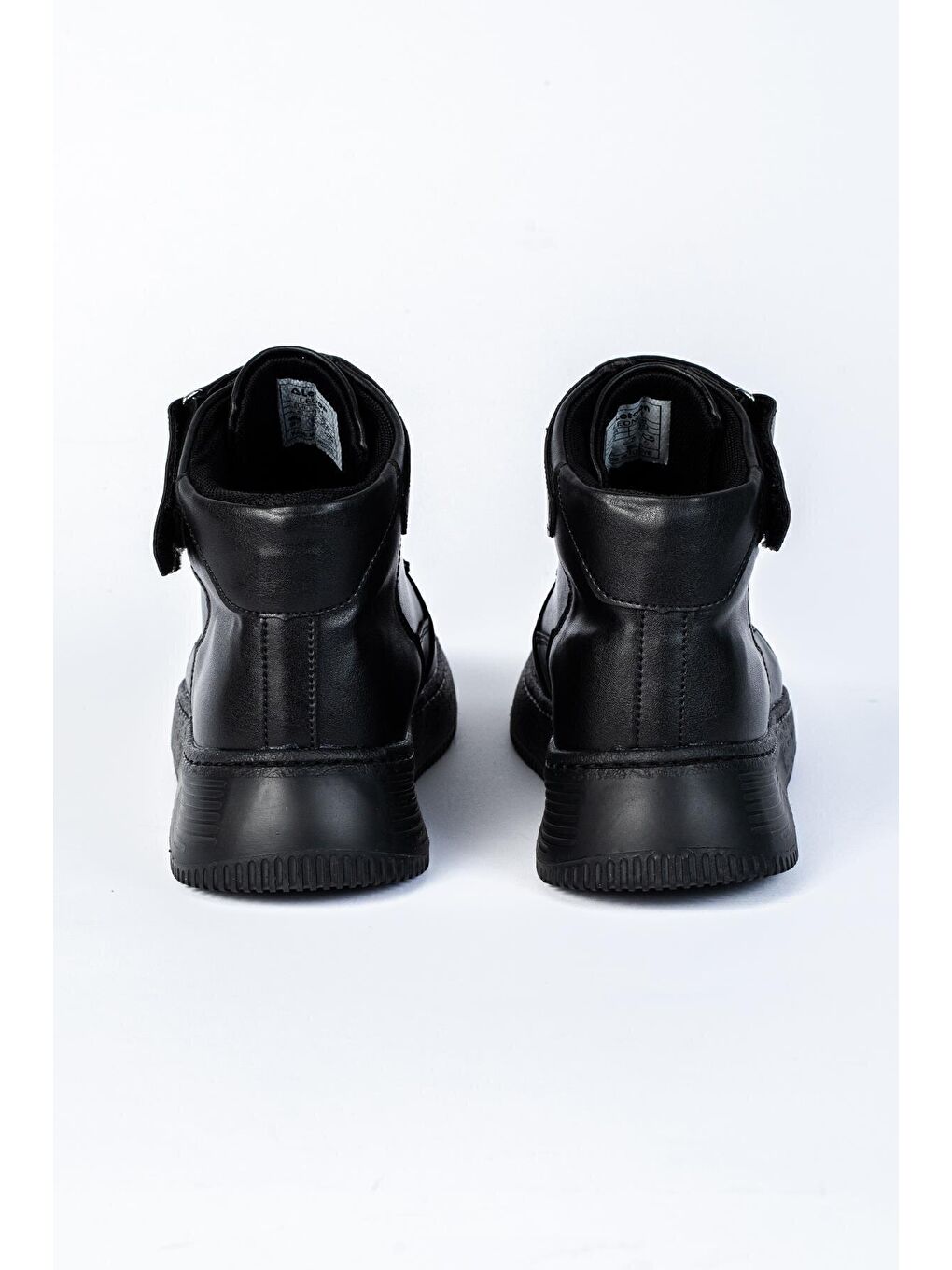 Siyah Yuvarlak Burunlu Cırt Cırtlı Bağcıklı Bilek Boy Günlük Erkek Spor Ayakkabı-5