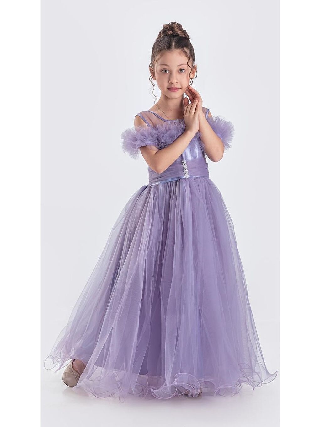 Siyah Uzun Etek Kız Çocuk Robası Şifon Abiye M00723-5