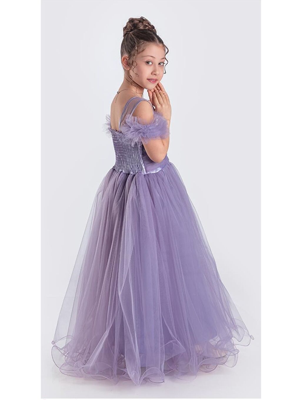 Siyah Uzun Etek Kız Çocuk Robası Şifon Abiye M00723-8