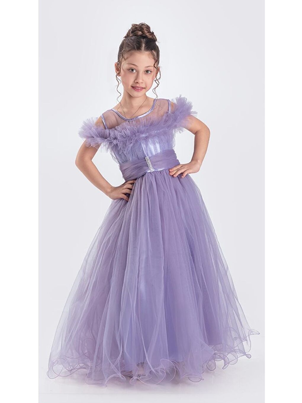 Siyah Uzun Etek Kız Çocuk Robası Şifon Abiye M00723-9