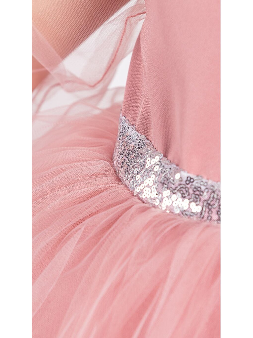 Pembe Kanatlı Kız Çocuk Şifon Kol Abiye MNK0534-9