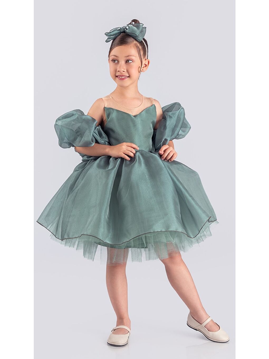 Yeşil Miss California Kız Çocuk Abiye MNK0594-8