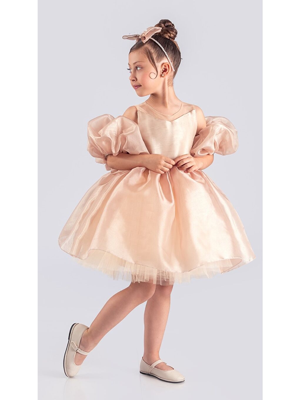 Ekru Miss California Kız Çocuk Abiye MNK0594-8