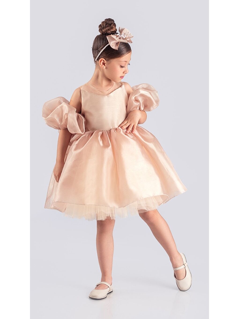 Ekru Miss California Kız Çocuk Abiye MNK0594-9