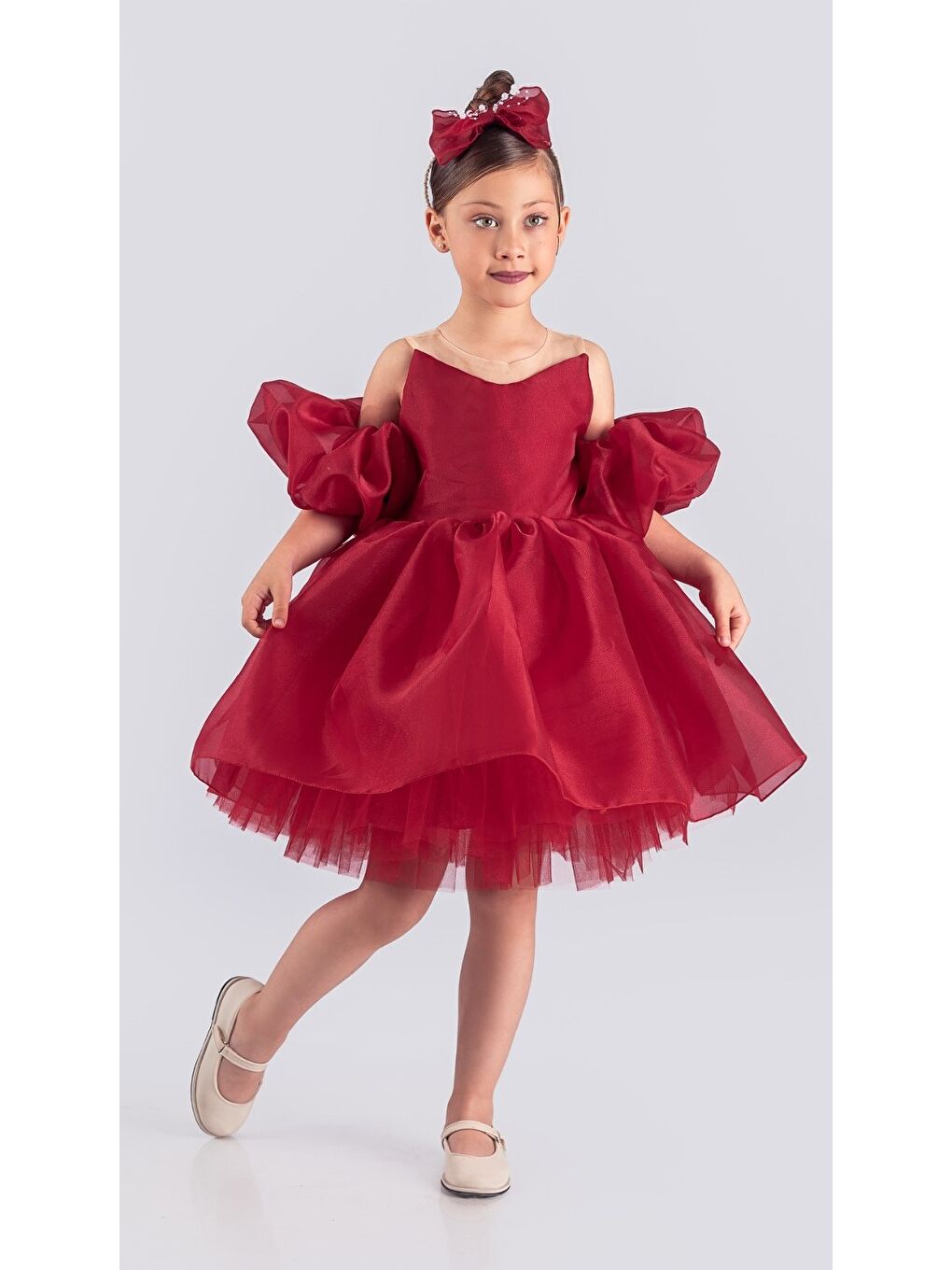 Kırmızı Miss California Kız Çocuk Abiye MNK0594-3