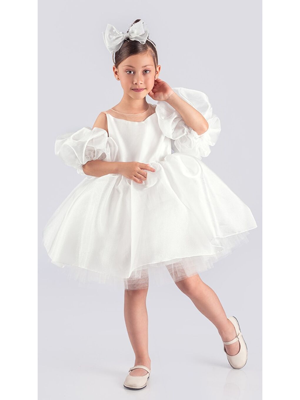 Beyaz Miss California Kız Çocuk Abiye MNK0594-8