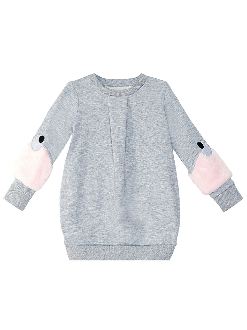 Karışık Peluş Kollu Kız Çocuk Elbise-5