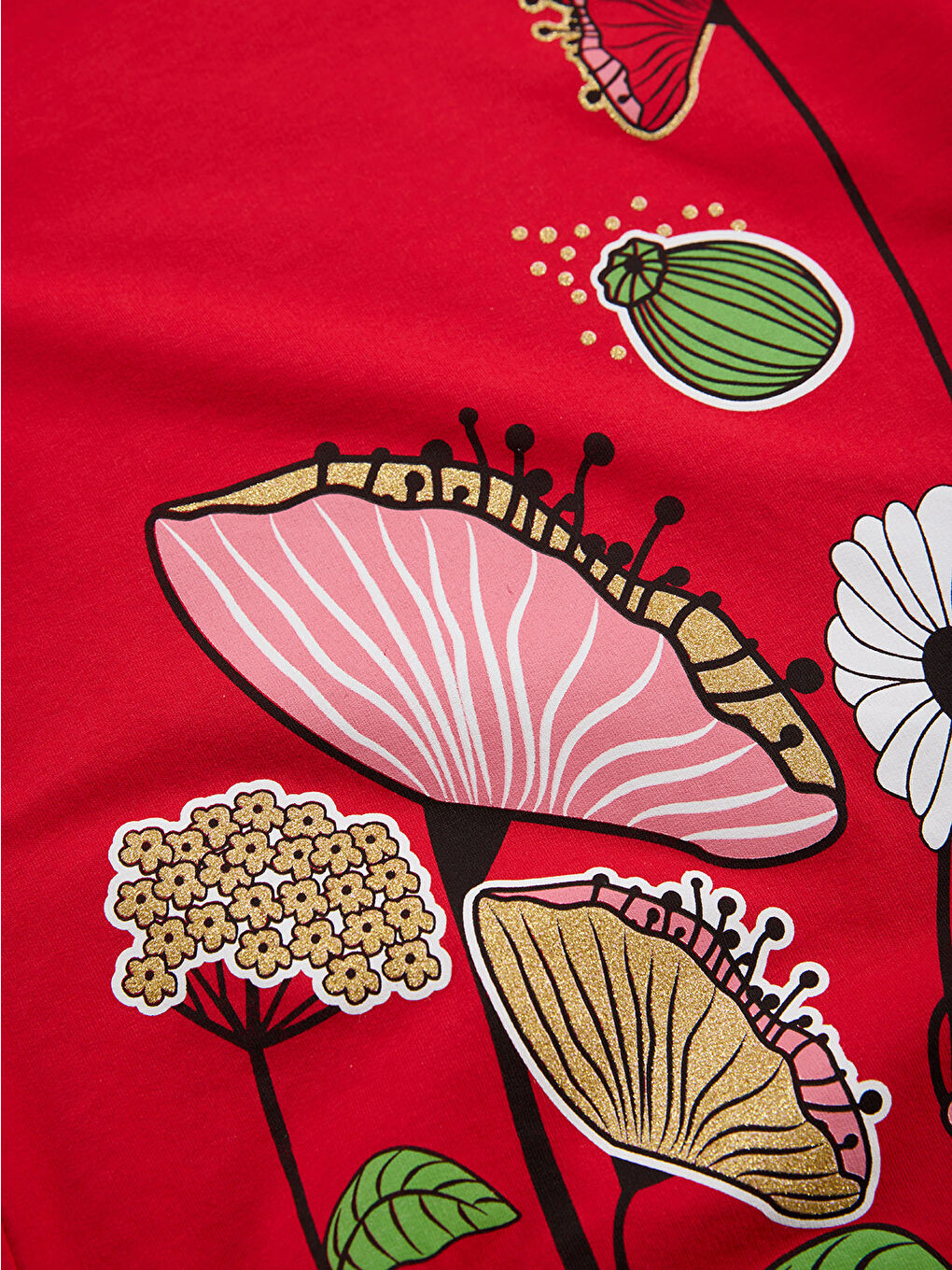 Çiçekli Kız Çocuk Kırmızı Elbise-8