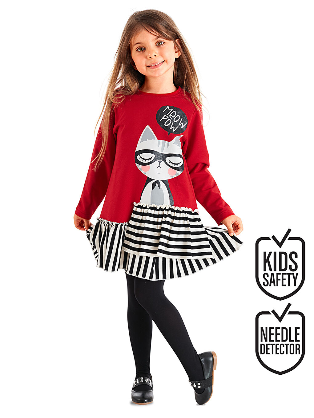 Karışık Meow Pow Kız Çocuk Elbise-1