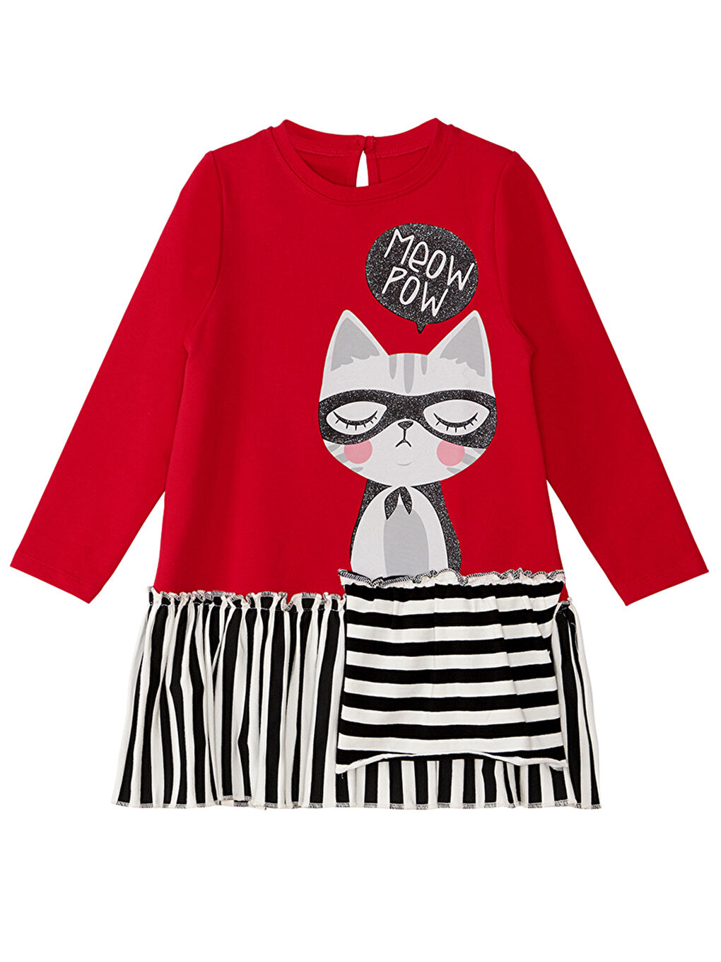 Karışık Meow Pow Kız Çocuk Elbise-5