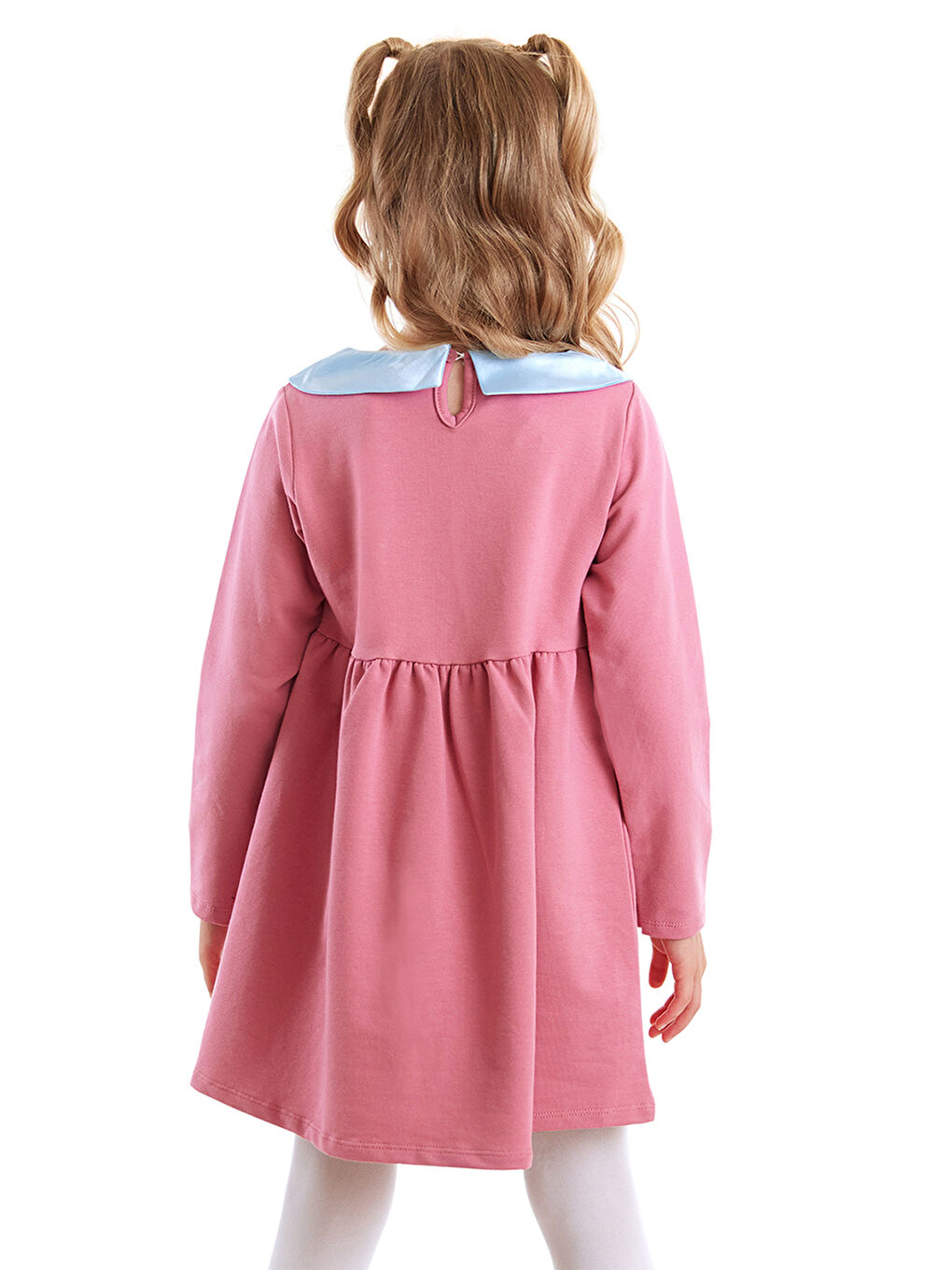 Karışık Tavşan Bebe Yaka Gülkurusu Kız Çocuk Elbise-3