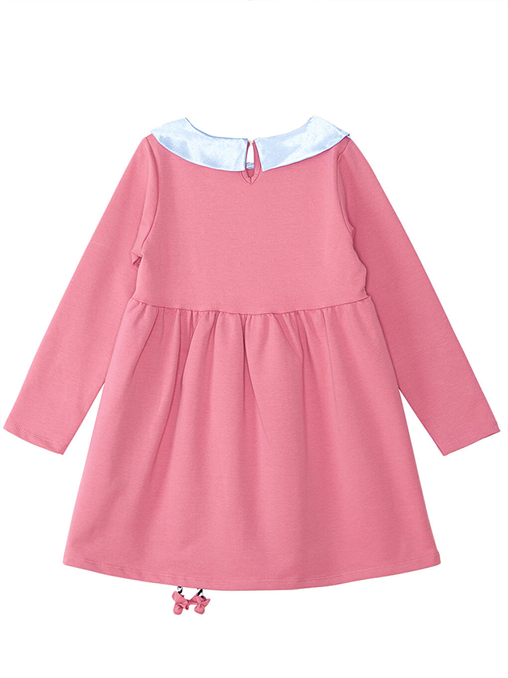 Karışık Tavşan Bebe Yaka Gülkurusu Kız Çocuk Elbise-6