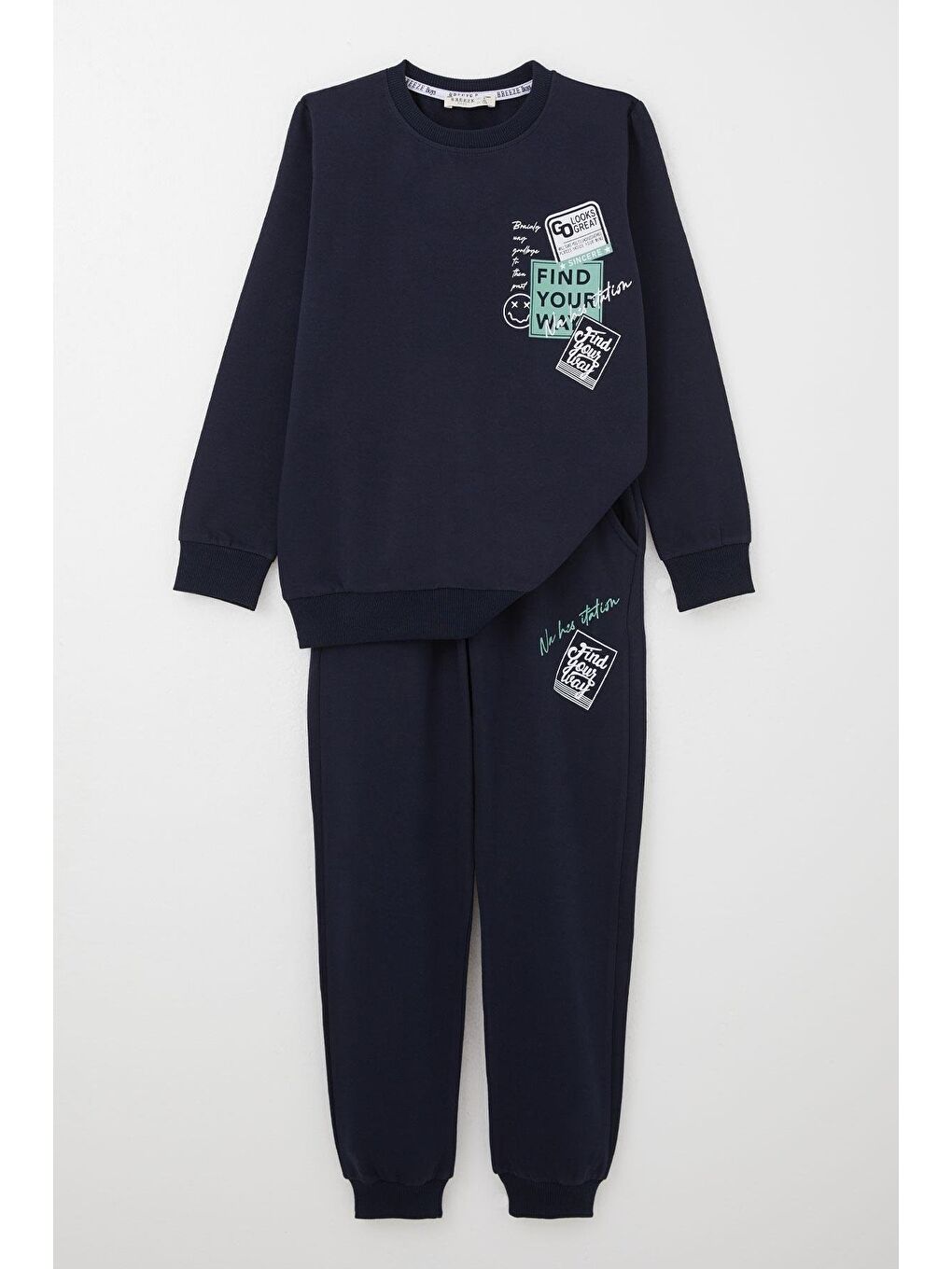 Erkek Çocuk Eşofman Takım Slogan Temalı Yazı Baskılı Lacivert (9 Yaş)-3