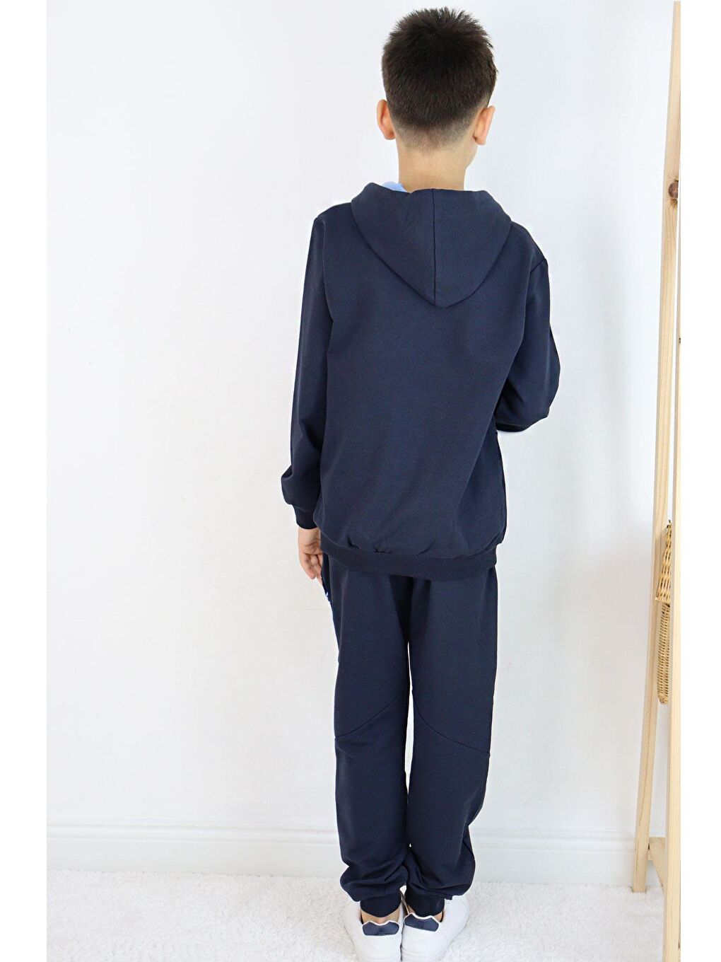 Erkek Çocuk Eşofman Takım Baskılı Kanguru Cepli Lacivert (6 Yaş)-3