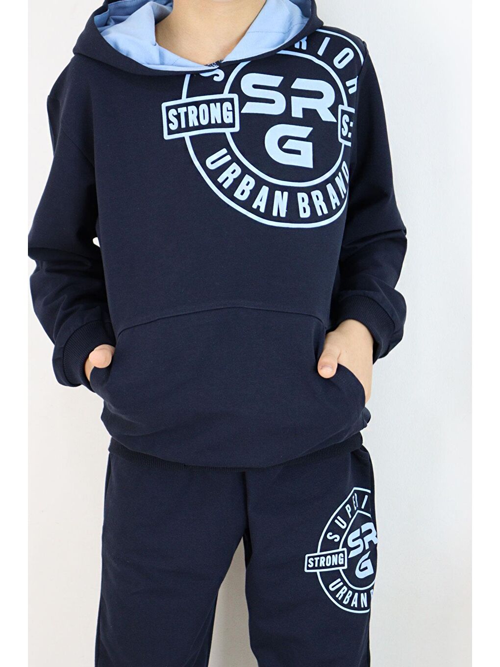 Erkek Çocuk Eşofman Takım Baskılı Kanguru Cepli Lacivert (6 Yaş)-4