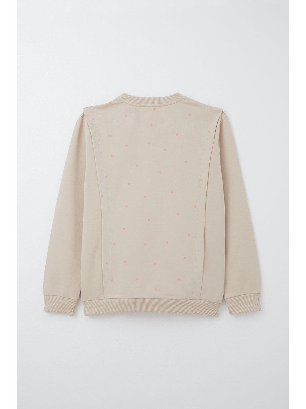 Kız Çocuk Eşofman Takım Mutluluk Temalı Puantiye Desenli Bej (4-7 Yaş)-7