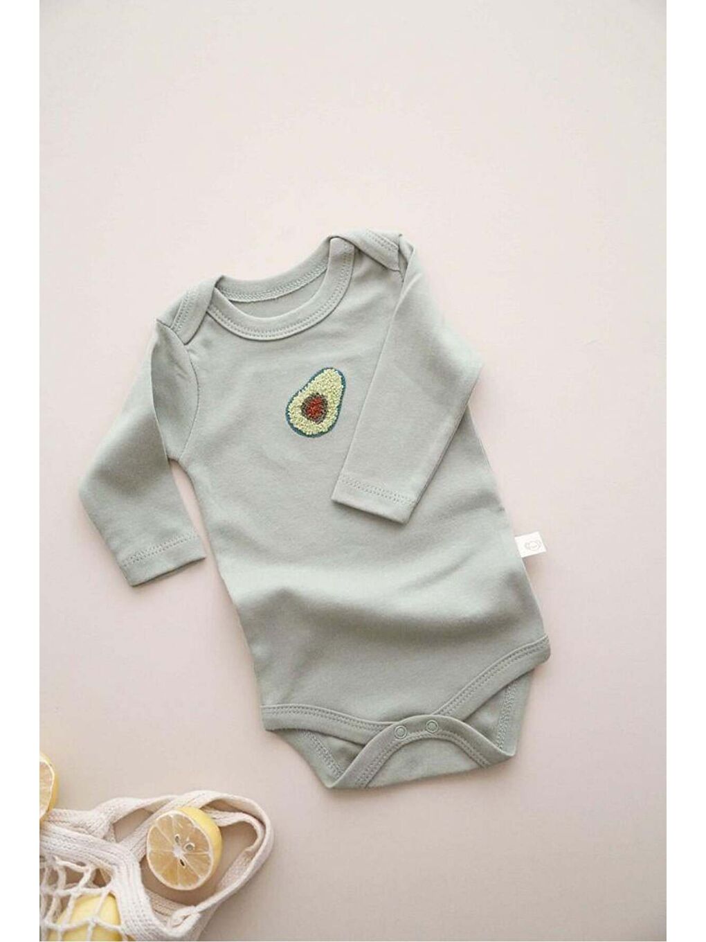 Bej 3lü Nakışlı Çıt Çıtlı Uzun Kollu Body-zıbın Model 3-8