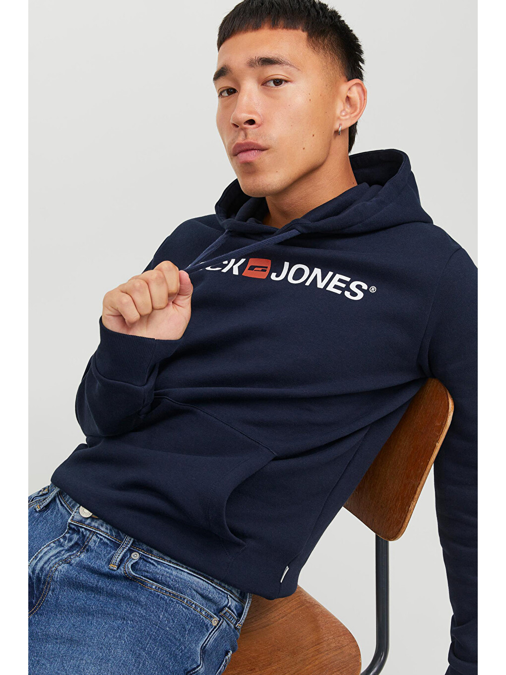 Lacivert Jjecorp Old Logo Regular Kapüşonlu Erkek Sweat 1213-7054-3
