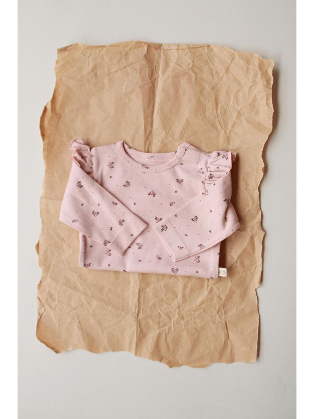 Bej Gül Baskılı Fırfırlı Body Zıbın-2