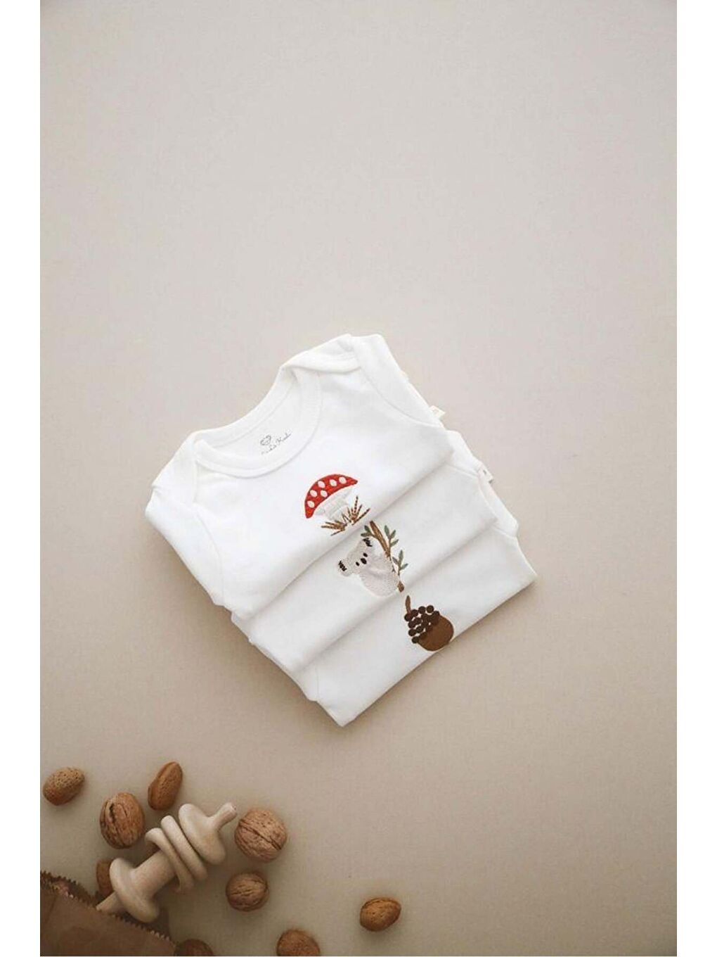 Beyaz 3lü Nakışlı Çıt Çıtlı Uzun Kollu Body-zıbın Model 1-5