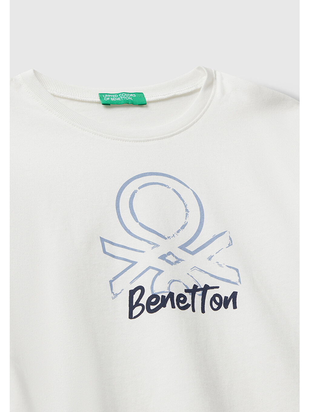 Erkek Çocuk Ekru Organik Pamuklu Önü Logo Baskılı Uzun Kollu Jarse T-shirt-2