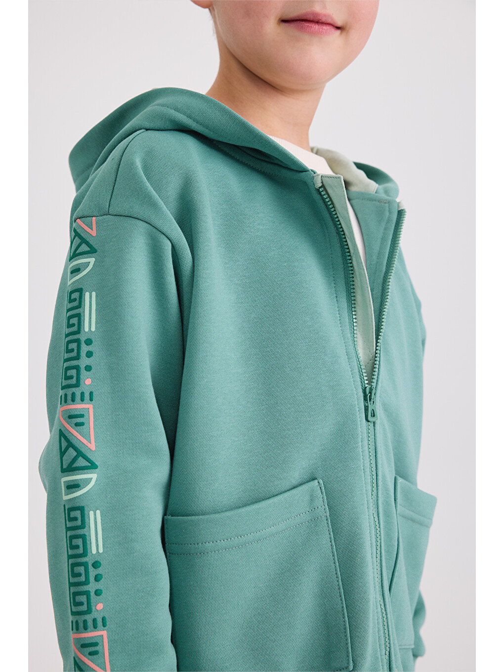 Erkek Çocuk Fermuarlı Yeşil Sweatshirt-1