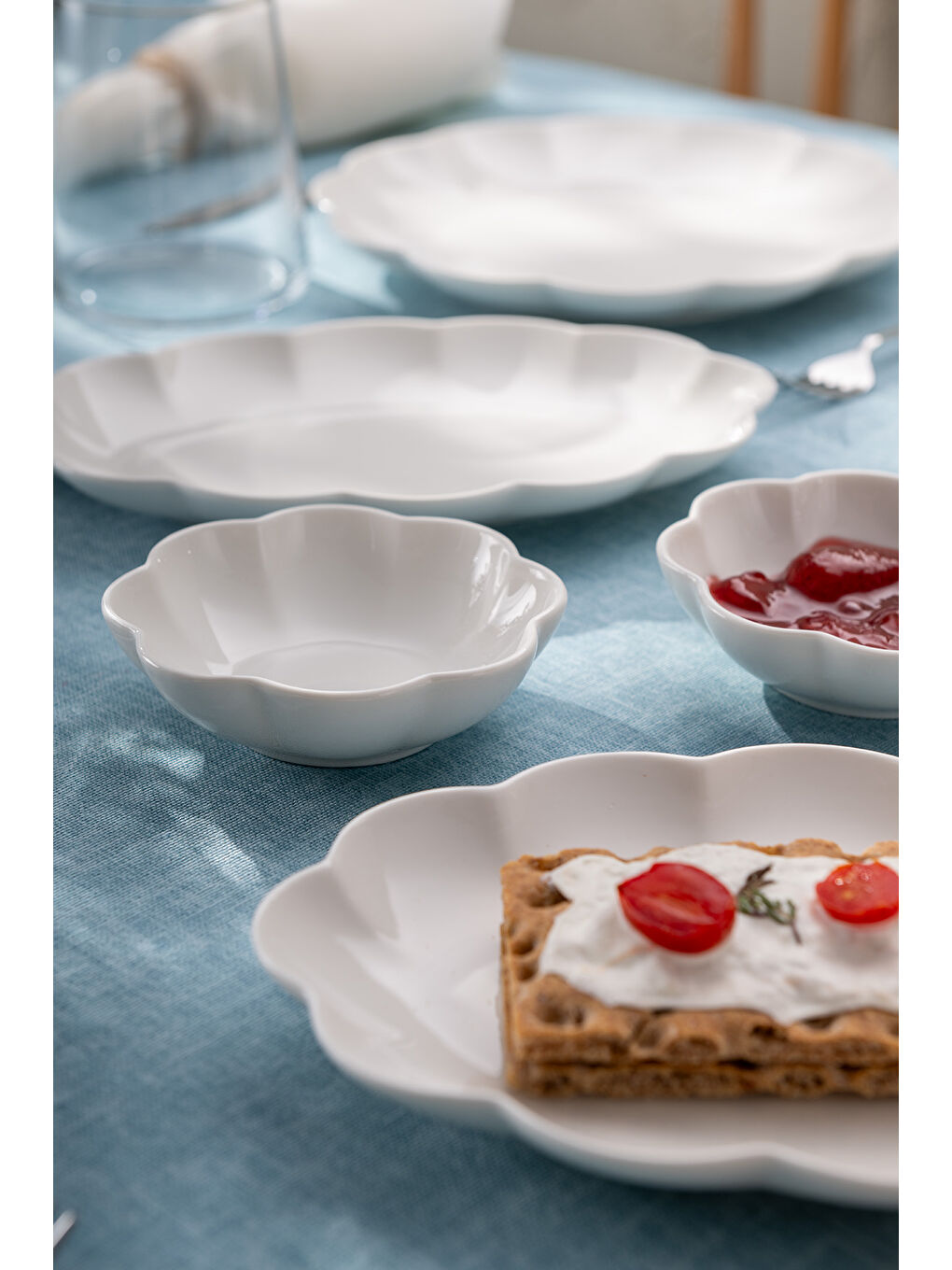 Beyaz Gonca 14 Parça 6 Kişilik Kahvaltı Takımı-10