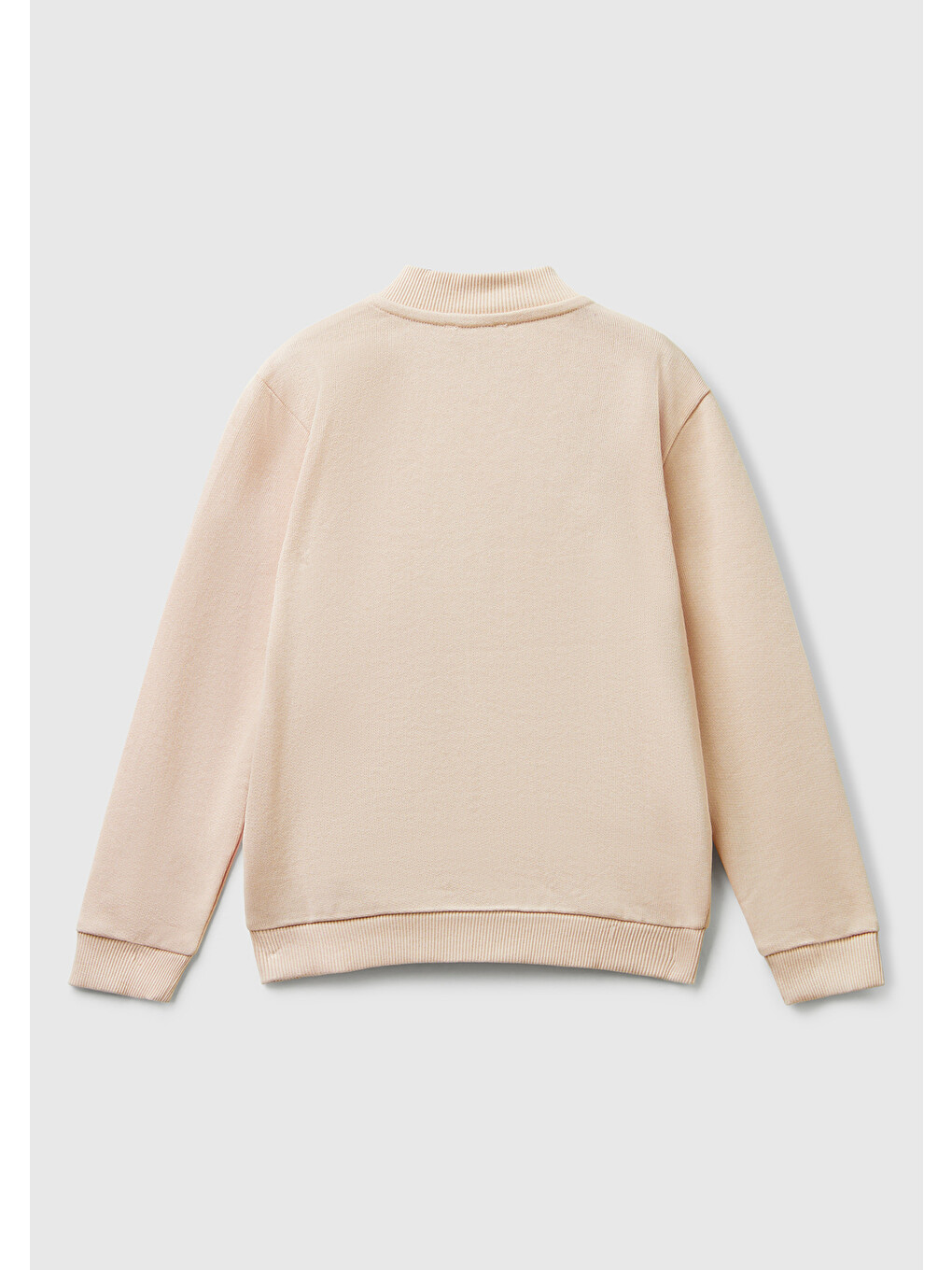 Kız Çocuk Toz Pembe Simli Logo Baskılı Fermuarlı Ribanalı Regular Fit Sweatshirt-1
