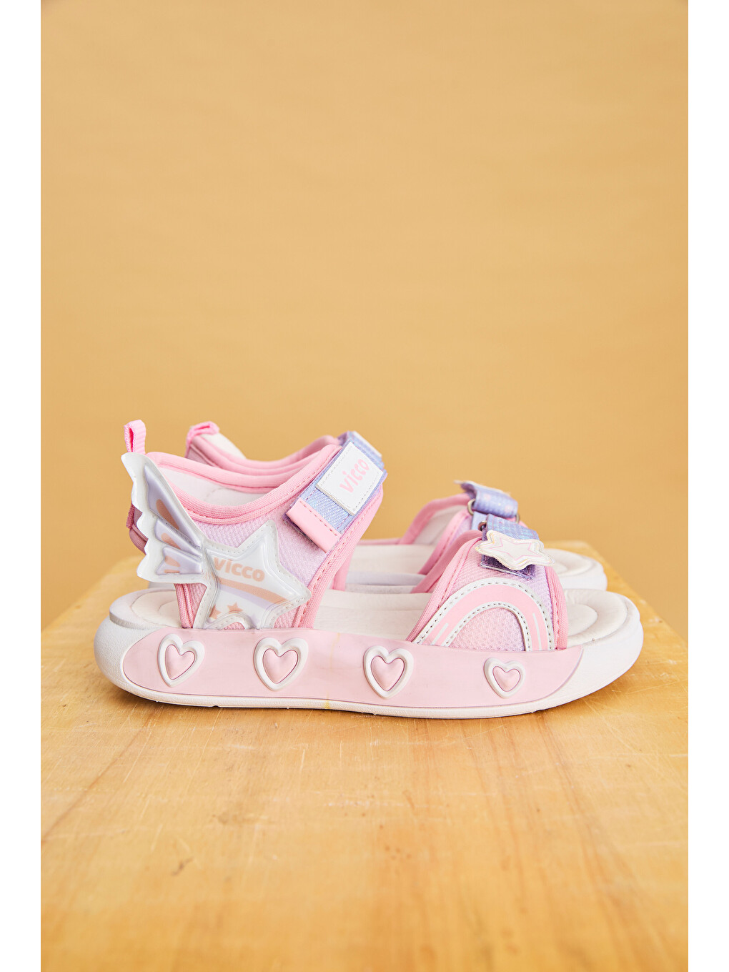 Pembe Label Hafif Kız Okul Öncesi Pudra Sandalet-3
